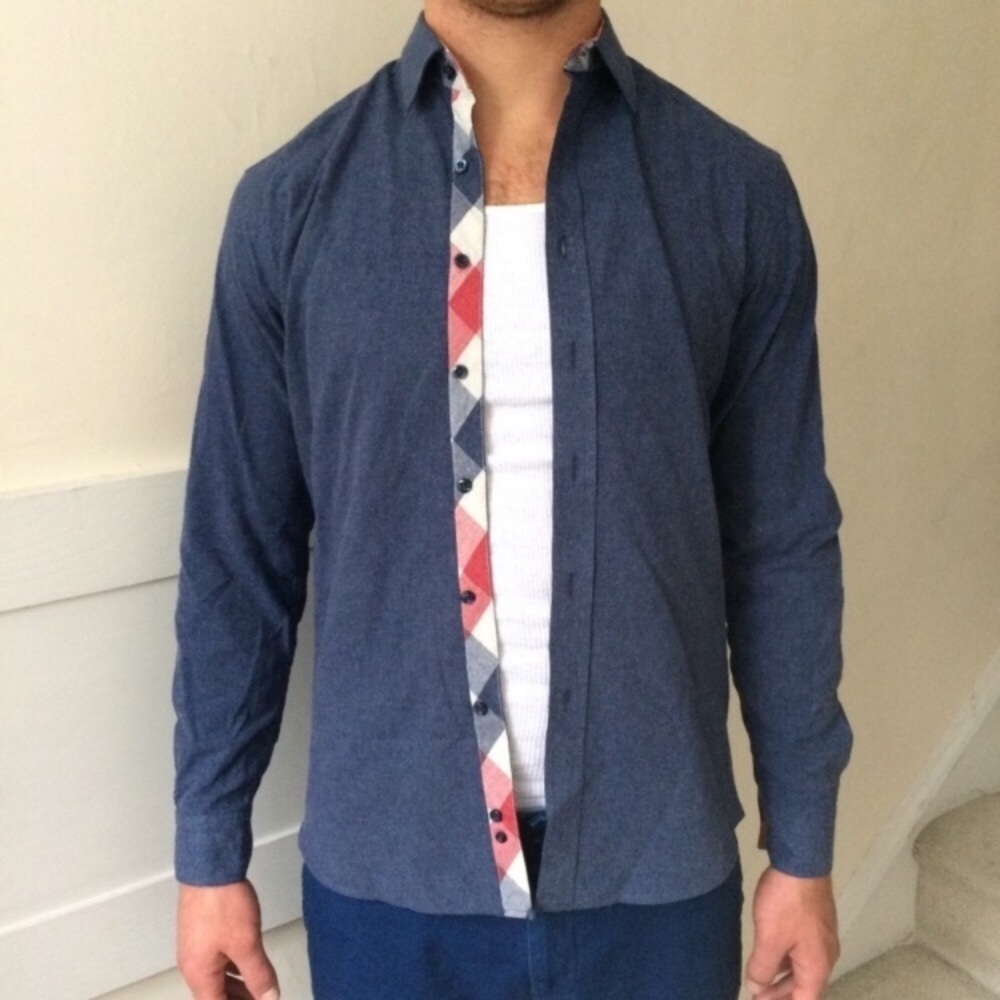 Jackthreads Chambray Button Down Euc - image 5